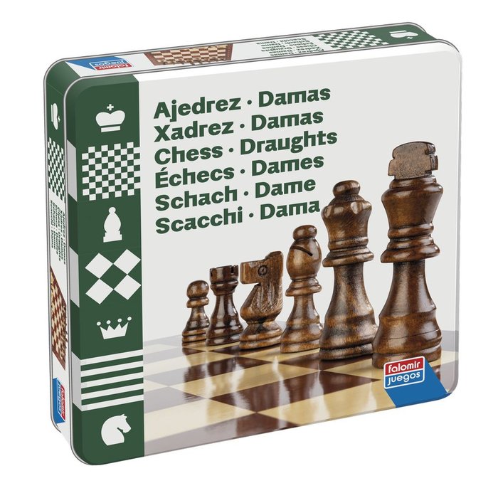 Juego de Mesa Ajedrez Damas Caja de Lata Juguetes Falomir Imagen principal del producto