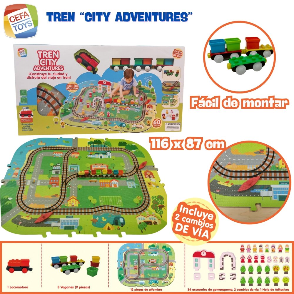 JUEGO DE CONSTRUCCION TREN CITY ADVENTURES | CEFA TOYS | 1 UNIDAD | 8412562250151