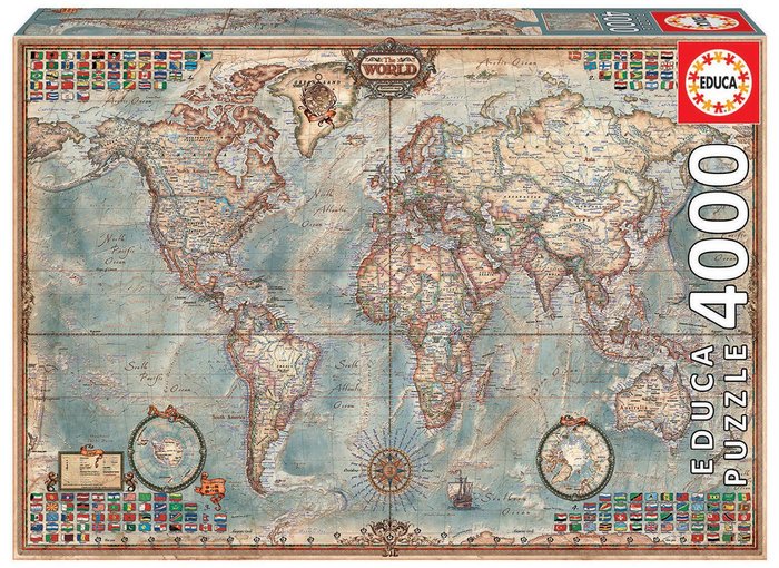 Mundo, mapa político EDUCA BORRAS puzzle de 2000 a 4999 piezas