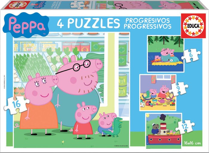 PUZZLE PROGRESIVOS PEPPA PIG 6-9-12-16 | EDUCA-BORRAS | 1 UNIDAD | 8412668159181