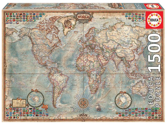 PUZZLE EDUCA 1500 PIEZAS EL MUNDO, MAPA POLITICO | EDUCA-BORRAS | 1 UNIDAD | 8412668160057