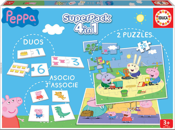 Pack 4 en 1 Peppa Pig Educa Borras para niños de 3 a 6 años