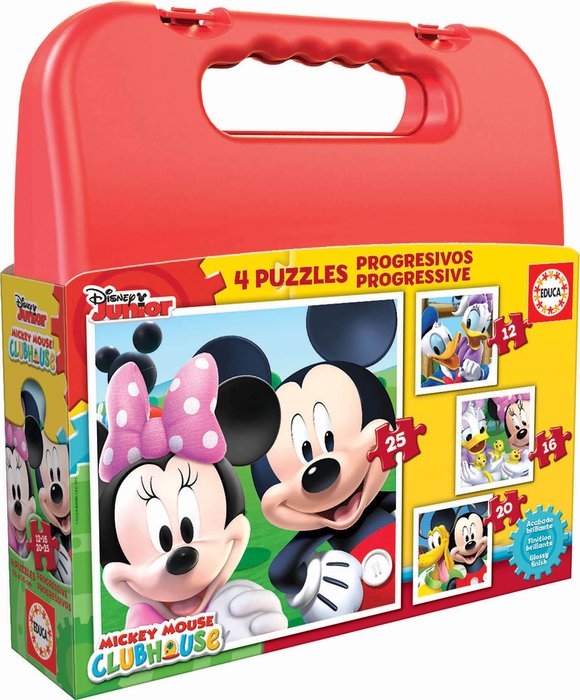 MALETA PUZZLES PROGRESIVOS MICKEY MOUSE 12-16-20-25 | EDUCA-BORRAS | 1 UNIDAD | 8412668165052