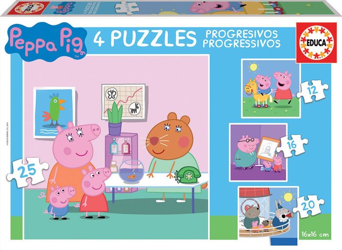 PUZZLE PROGRESIVOS PEPPA PIG 12-16-20-25 | EDUCA-BORRAS | 1 UNIDAD | 8412668168176