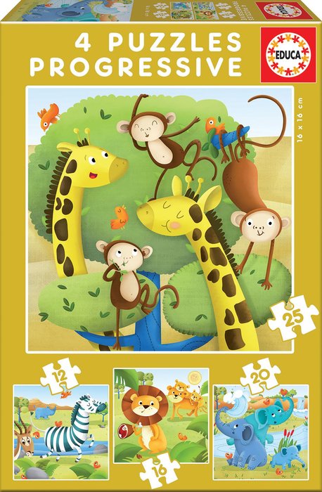 PUZZLE PROGRESIVO 12-16-20-25 ANIMALES SALVAJES | EDUCA-BORRAS | 1 UNIDAD | 8412668171473