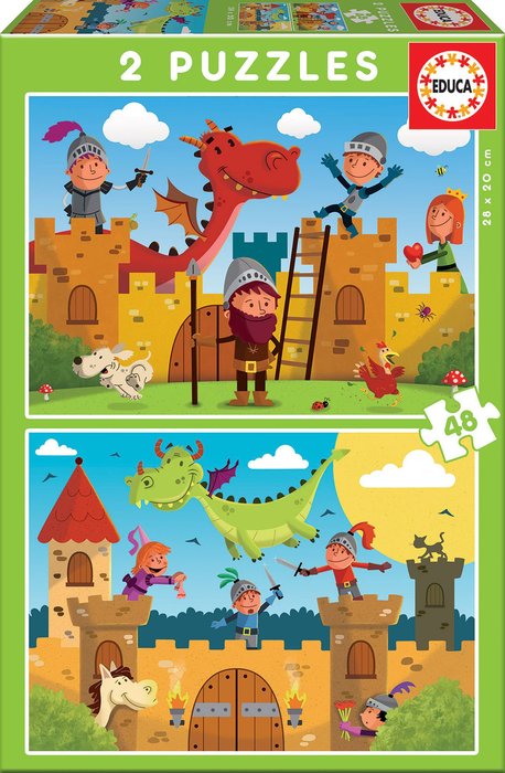 PUZZLE 2X48 PIEZAS DRAGONES Y CABALLEROS | EDUCA-BORRAS | 1 UNIDAD | 8412668171510