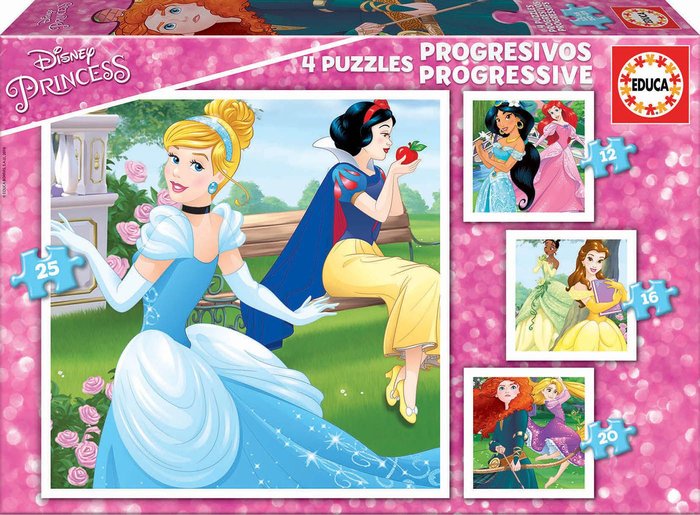 PUZZLE PROGRESIVOS PRINCESAS DISNEY 12-16-20-25 | EDUCA-BORRAS | 1 UNIDAD | 8412668171664 Imagen principal del producto
