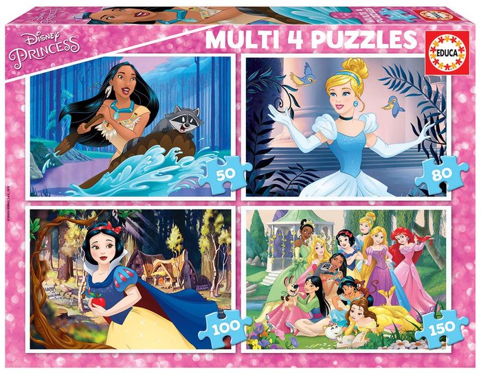 Multi 4 Puzzles Disney Princess 50-80-100-150 Borras Educa Imagen principal del producto