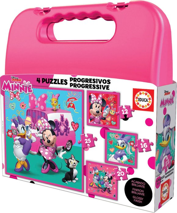 MALETA PUZZLES PROGRESIVOS MINNIE HAPPY HELPERS 12-16-20-25 | EDUCA-BORRAS | 1 UNIDAD | 8412668176386 Imagen principal del producto