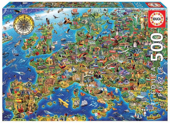 PUZZLE EDUCA 500 PIEZAS MAPA DE EUROPA | EDUCA-BORRAS | 1 UNIDAD | 8412668179622