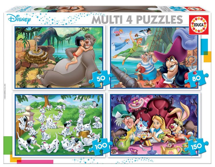 PUZZLE 4 DISNEY PROGRESIVOS 50-80-100-150 VARIADOS | EDUCA-BORRAS | 1 UNIDAD | 8412668181052