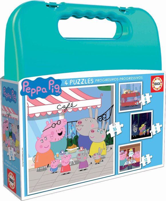 PUZZLE MALETA PROGRESIVOS PEPPA PIG 6-9-12-16 | EDUCA-BORRAS | 1 UNIDAD | 8412668181120 Imagen principal del producto