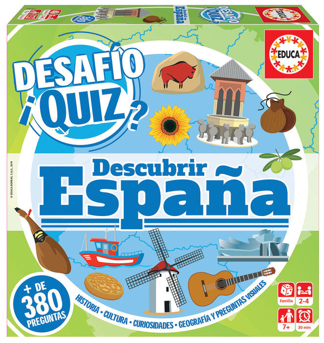JUEGO DESAFIO QUIZ DESCUBRIR ESPAÑA | EDUCA-BORRAS | 1 UNIDAD | 8412668182172 Imagen principal del producto