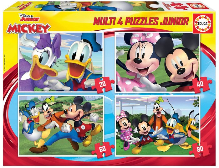 Puzzle Multi 4 Junior Mickey & Friends 20-40-60-80 piezas Educa Borras