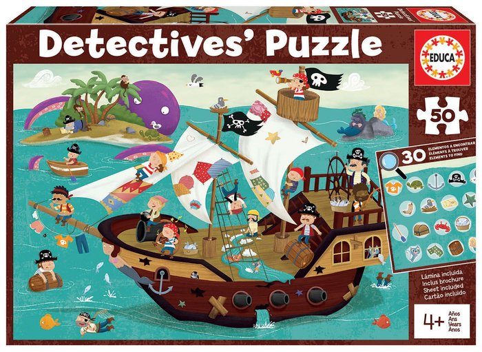 Puzzle Educa 50 Piezas Piratas Detectives Marca Educa-Borras