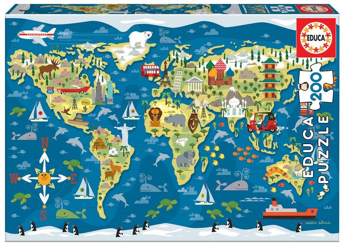 PUZZLE EDUCA 200 PIEZAS MAPAMUNDI | EDUCA-BORRAS | 1 UNIDAD | 8412668192928