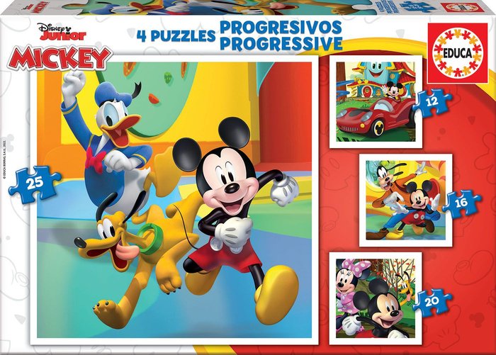 PUZZLE EDUCA PROGRESIVOS MICKEY & FRIENDS 12-16-20-25 | EDUCA-BORRAS | 1 UNIDAD | 8412668192942 Imagen principal del producto