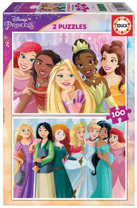 PUZZLE EDUCA 2X100 PIEZAS DISNEY PRINCESS | EDUCA-BORRAS | 1 UNIDAD | 8412668192980