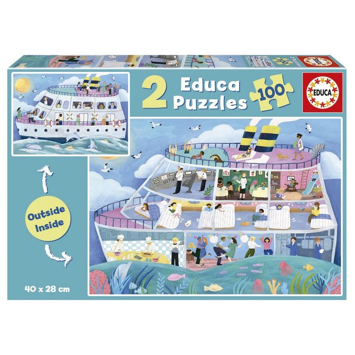 Puzzle 2x100 Piezas Barco Inside Outside EDUCA BORRAS