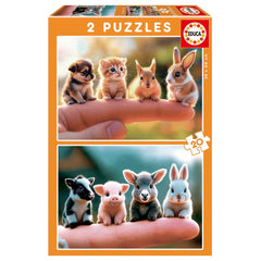 PUZZLE 2X20 PIEZAS BEBES ANIMALES | EDUCA-BORRAS | 1 UNIDAD | 8412668202214