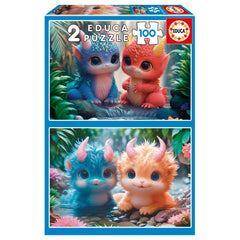 PUZZLE 2X100 PIEZAS MONSTRUOS ADORABLES | EDUCA-BORRAS | 1 UNIDAD | 8412668202245