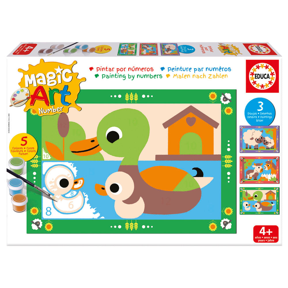 Magic Art Number Granja 4 Pack de 4 puzzles educativos EDUCA-BORRAS Imagen principal del producto