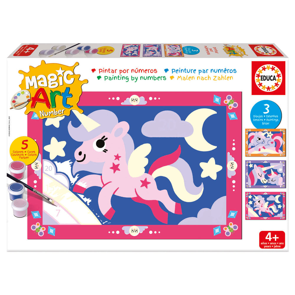 Magic Art Number Unicornios 4 piezas Educa-Borras