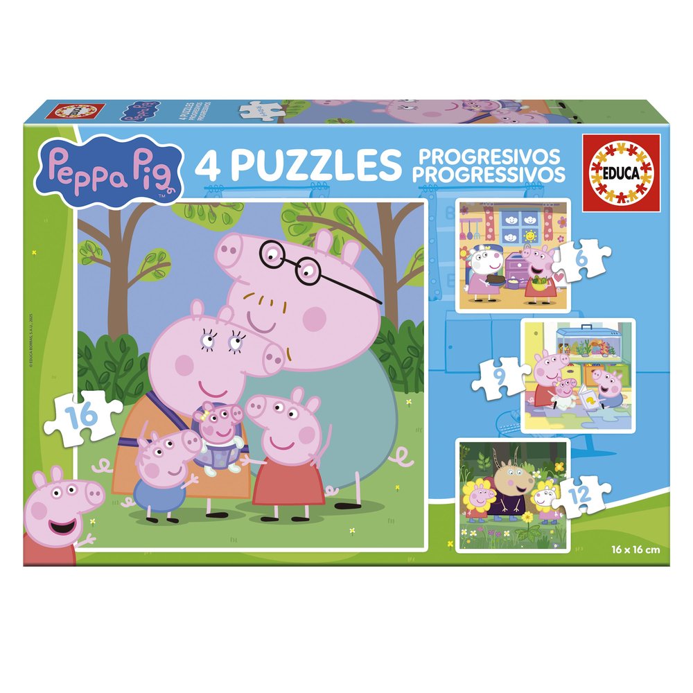 Puzle Progressivos Peppa Pig 6-9-12-16 Educa-Borras