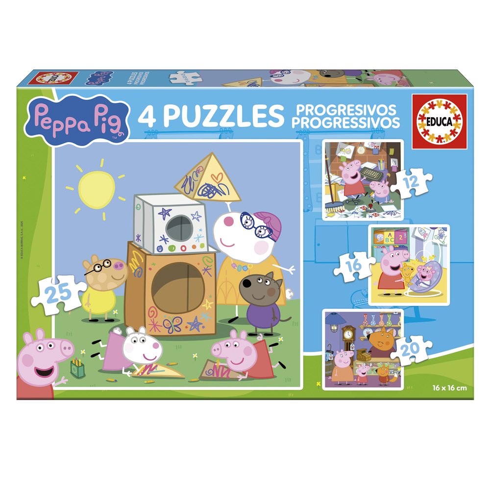 Puzzle Progresivos Peppa Pig 12-16-20-25 EDUCA