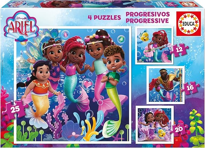 PUZZLES PROGRESIVOS ARIEL 12+16+20+25 PIEZAS | EDUCA-BORRAS | 1 UNIDAD | 8412668203426