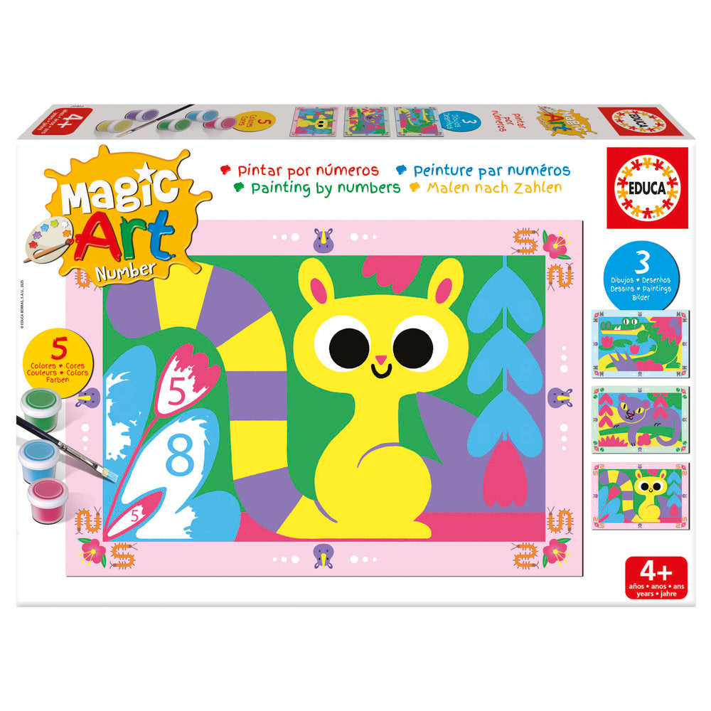 Magic Art Number Animales Selva 4 piezas EDUCA-BORRAS Imagen principal del producto