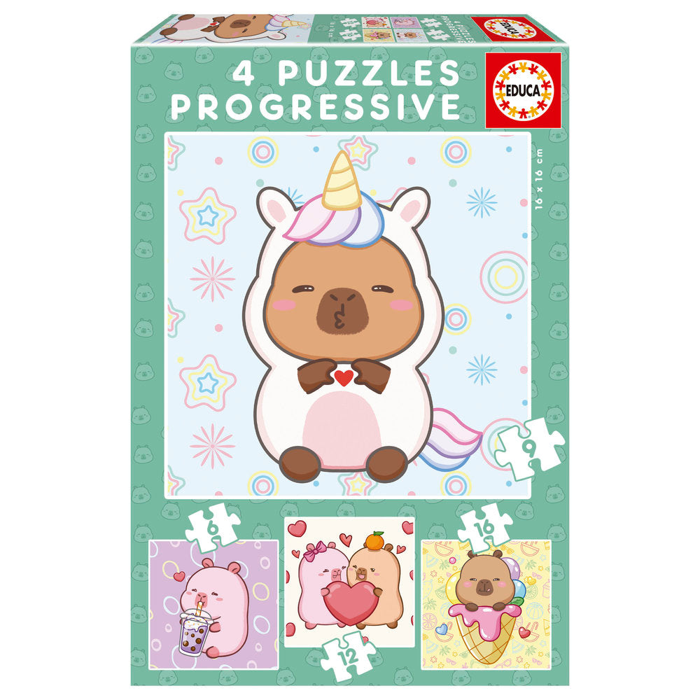 Puzzle Progresivos Capybaras Capyfun 6-9-12-16 EDUCA-BORRAS Imagen principal del producto