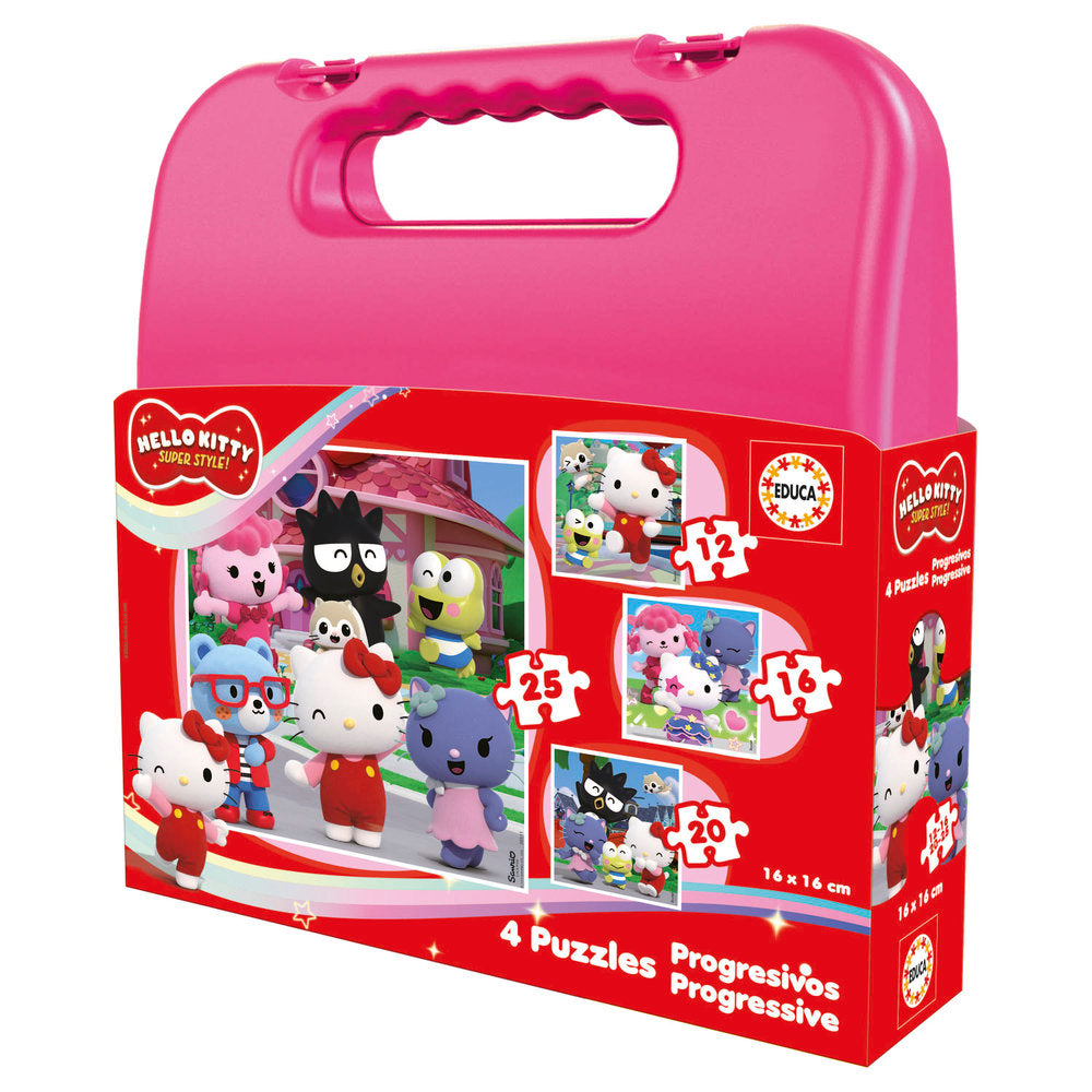 Puzzle maleta progressivos Hello Kitty Super Style 6-9-12-1 Marca Educa-Borras Imagen principal del producto
