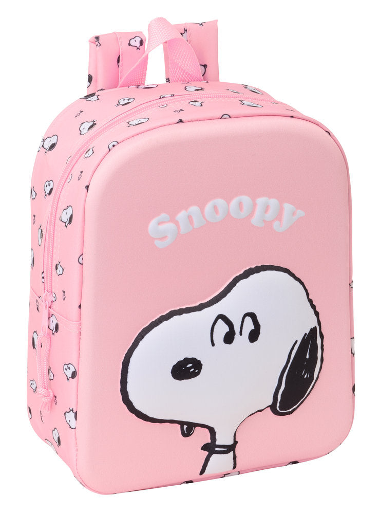 Mochila Guarderia 3D Snoopy SAFTA 27 cm Rosa Claro