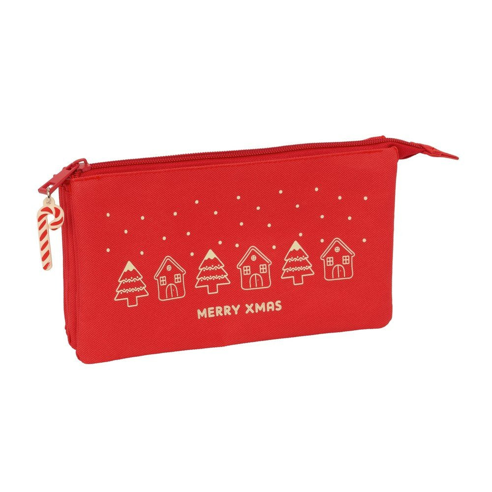 Portatodo triple casitas Merry Xmas 22x12x3cm SAFTA