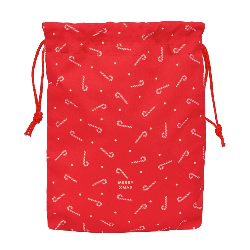 Saquito Plano Safta Navidad Bastones Rojo