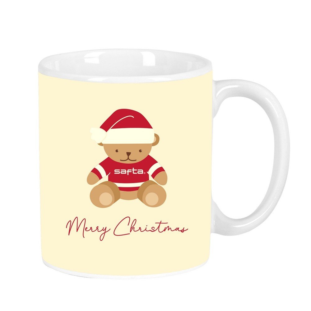 TAZA GRANDE OSITO BEIGE FELICES FIESTAS 8x9,5x8cm