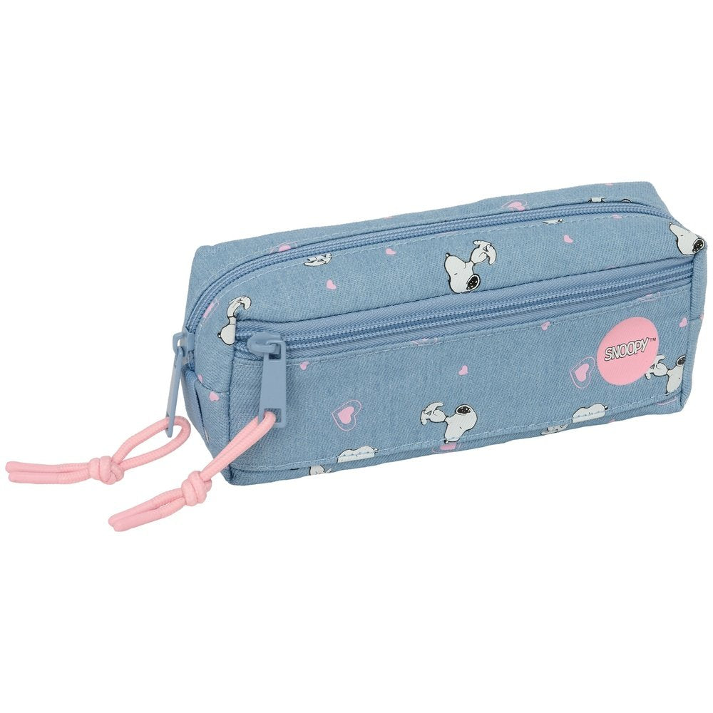 Portatodo triple pequeño con goma elastica Snoopy Safta