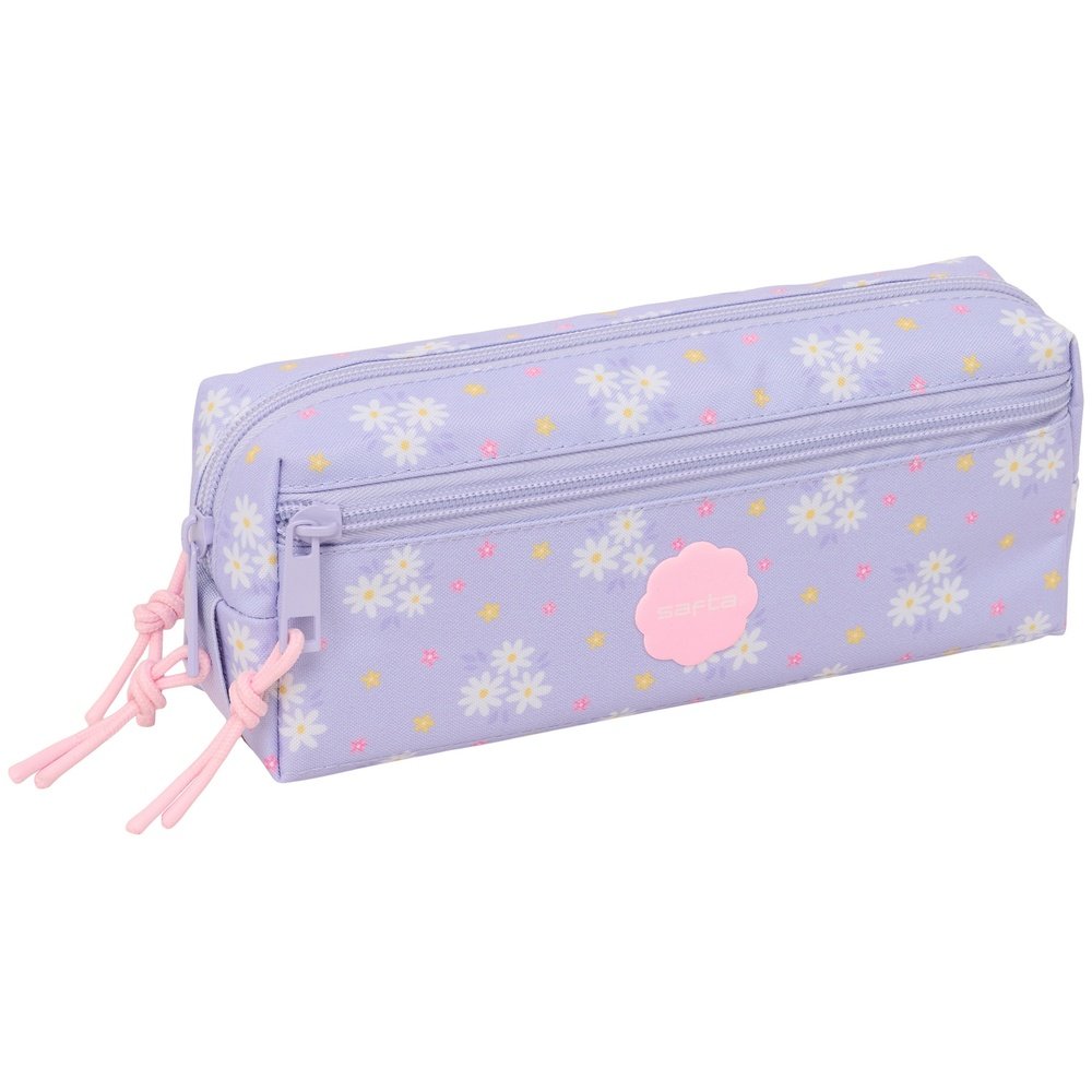 Portatodo triple pequeño con goma elastica Rosa y Lila Safta Bouquet