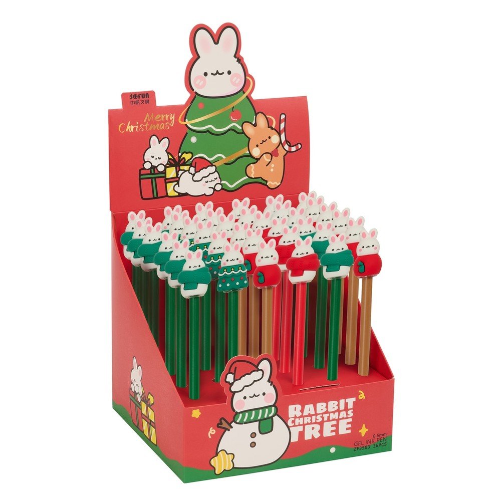 Display 36 Bolígrafos Osito Rojo Felices Fiestas Marca Safta Imagen principal del producto