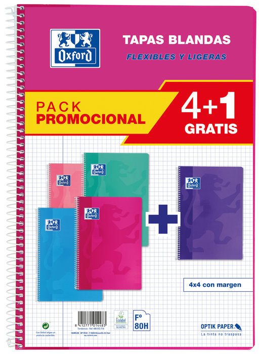Bloc Espiral Estándar Cuadro 4MM 80H 90g | Oxford | Cartón | Formato Estándar | Pack 1 Unidades Imagen principal del producto