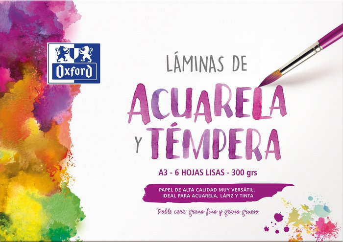 SOBRE 6 LAMINAS ACUARELA A3 300G | 1 UNIDADES | (OXFORD) Imagen principal del producto