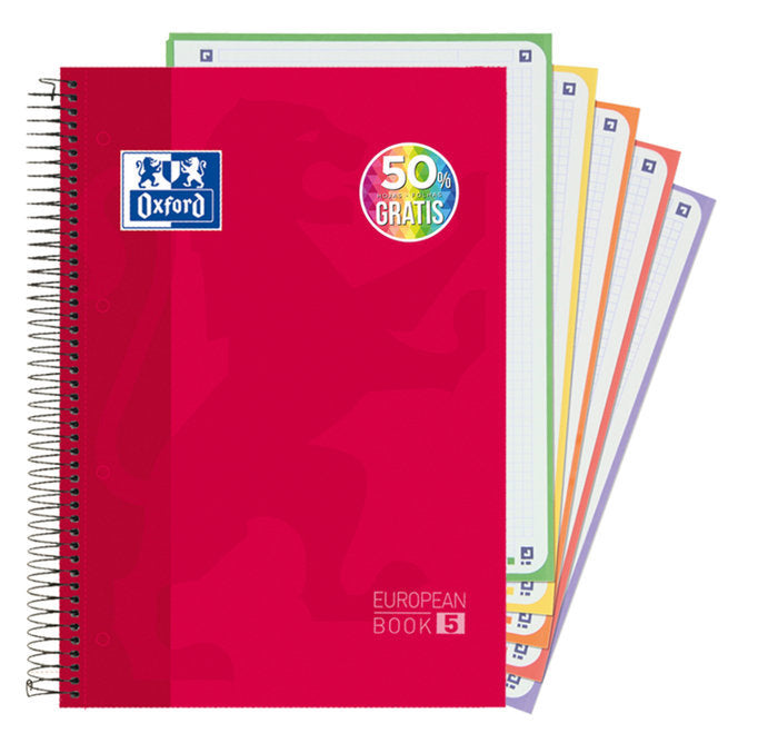 Cuaderno espiral a4+ 120h 90g cuadrícula 5x5 Oxford color rojo Imagen principal del producto