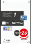 Recambio 1 color a4 100+20h 90g cuadricula 5x5 color banda negro