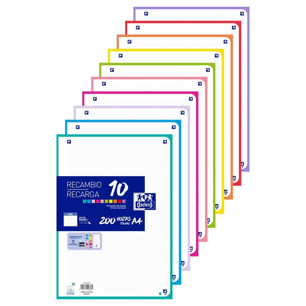 Recambio 10 Colores Banda A4 200H Cuadro 5mm Oxford Imagen principal del producto