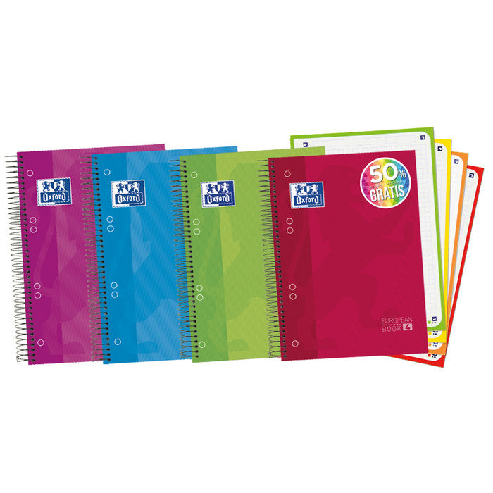 Bloc Espiral Estándar Liso 120H 90g | Oxford | Cartón | Formato Estándar | Pack 1 Unidades