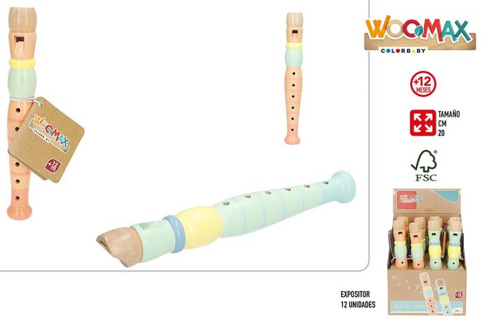 EXPOSITOR 12 FLAUTAS MADERA 20CM WOOMAX SURTIDAS | COLORBABY WOOMAX | ENVASE 12 UDS. UNIDAD | 28412842330560 Imagen principal del producto