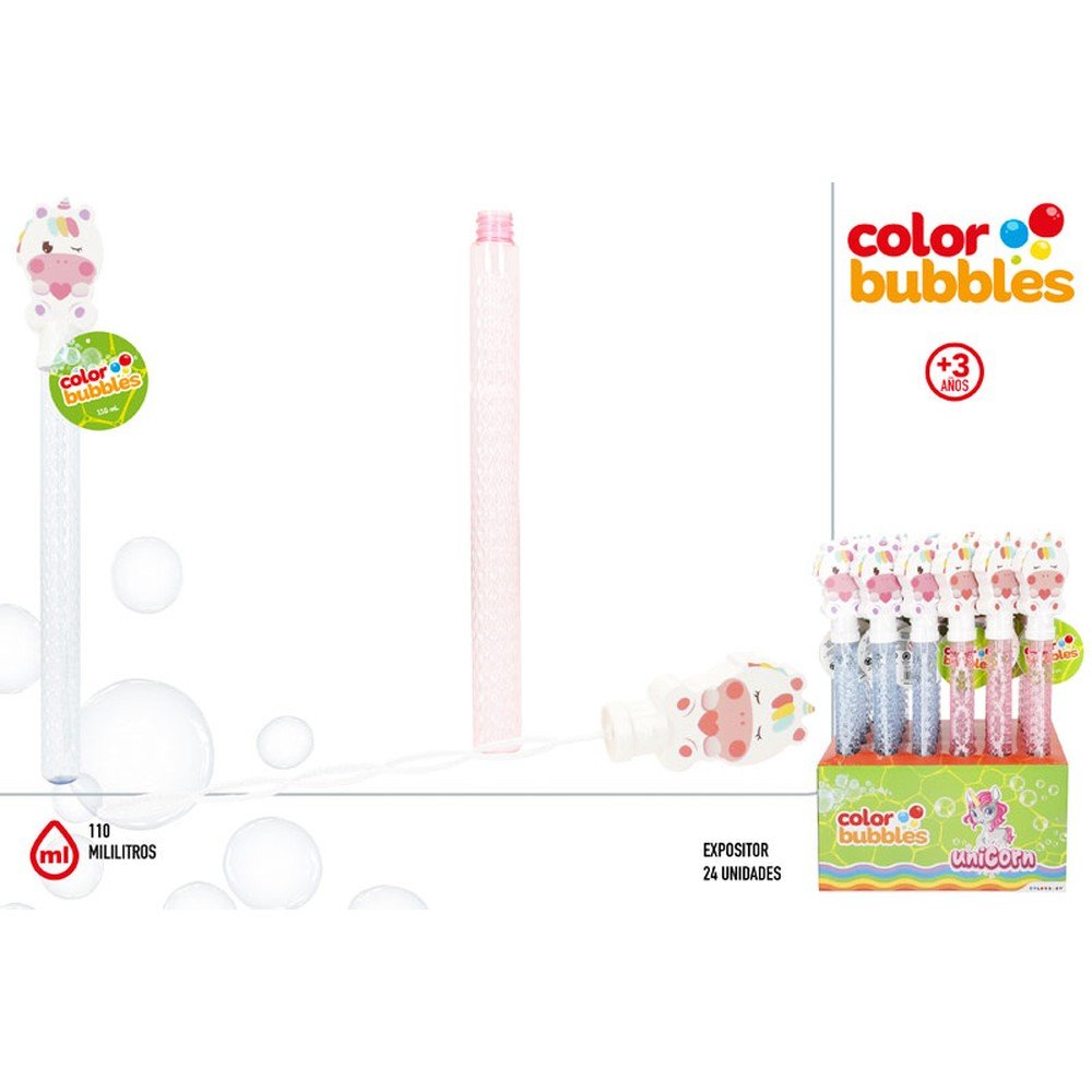 Expositor 24 Pomperos Unicornio Color Bubbles Marca Colorbaby Imagen principal del producto