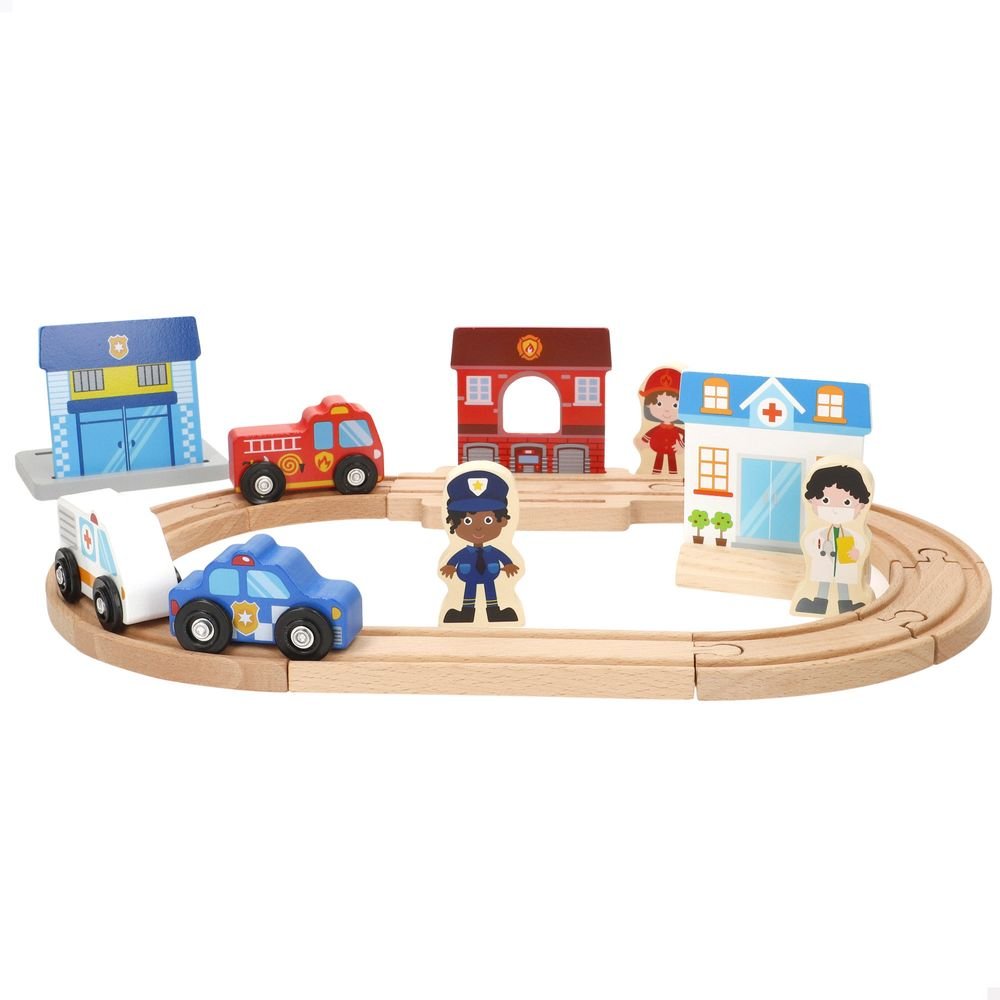 CIRCUITO MADERA 6 VEHICULOS & SEÑALES +18M WOOMAX | COLORBABY WOOMAX | 1 UNIDAD | 8412842392595