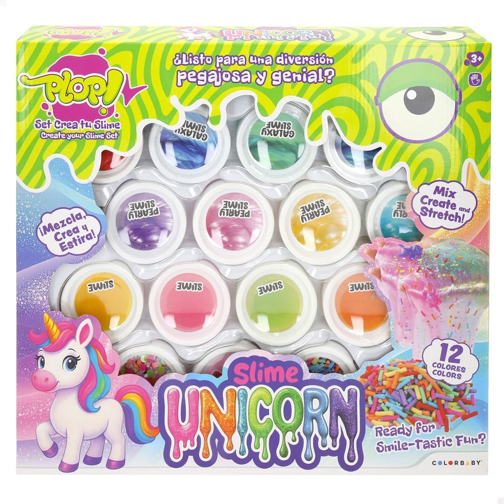 Set 12 Botes y Accesorios Crea Tu Slime Unicorn Marca Colorbaby